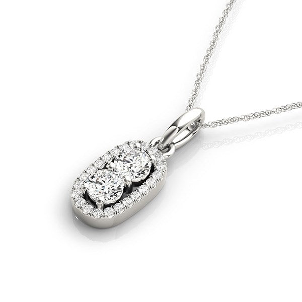 Outer Oval Shaped Two Stone Diamond Pendant in 14k White Gold (5/8 cttw) - jazzyjewelryjones