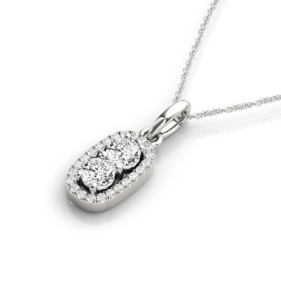 Outer Oval Shaped Two Stone Diamond Pendant in 14k White Gold (5/8 cttw) - jazzyjewelryjones