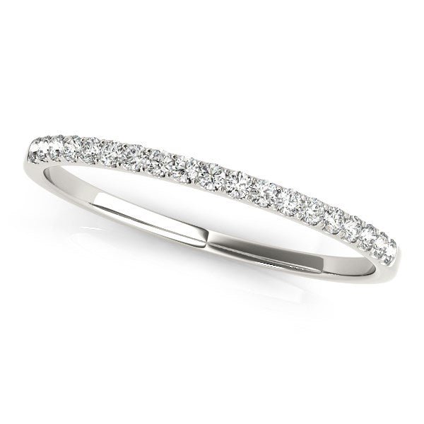 14k White Gold Pave Set Style Round Diamond Wedding Ring (1/8 cttw) - jazzyjewelryjones