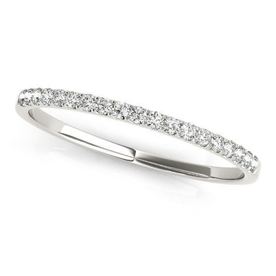 14k White Gold Pave Set Style Round Diamond Wedding Ring (1/8 cttw) - jazzyjewelryjones