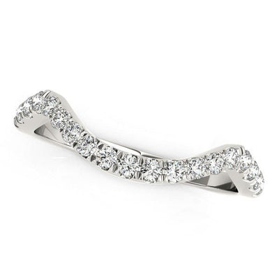 14k White Gold Modern Curved Style Pave Diamond Wedding Band (1/5 cttw) - jazzyjewelryjones