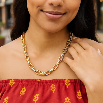 14k Yellow Gold French Cable Link Necklace (9mm) - jazzyjewelryjones