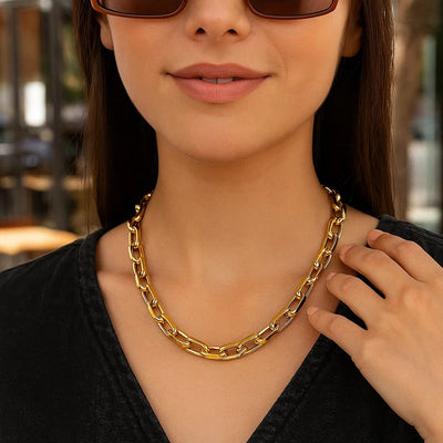 14k Yellow Gold French Cable Link Necklace (9mm) - jazzyjewelryjones