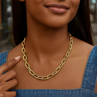 14k Yellow Gold French Cable Link Necklace (9mm) - jazzyjewelryjones
