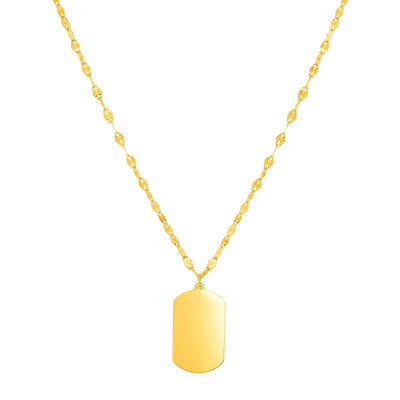 14K Yellow Gold Dog Tag Necklace - jazzyjewelryjones
