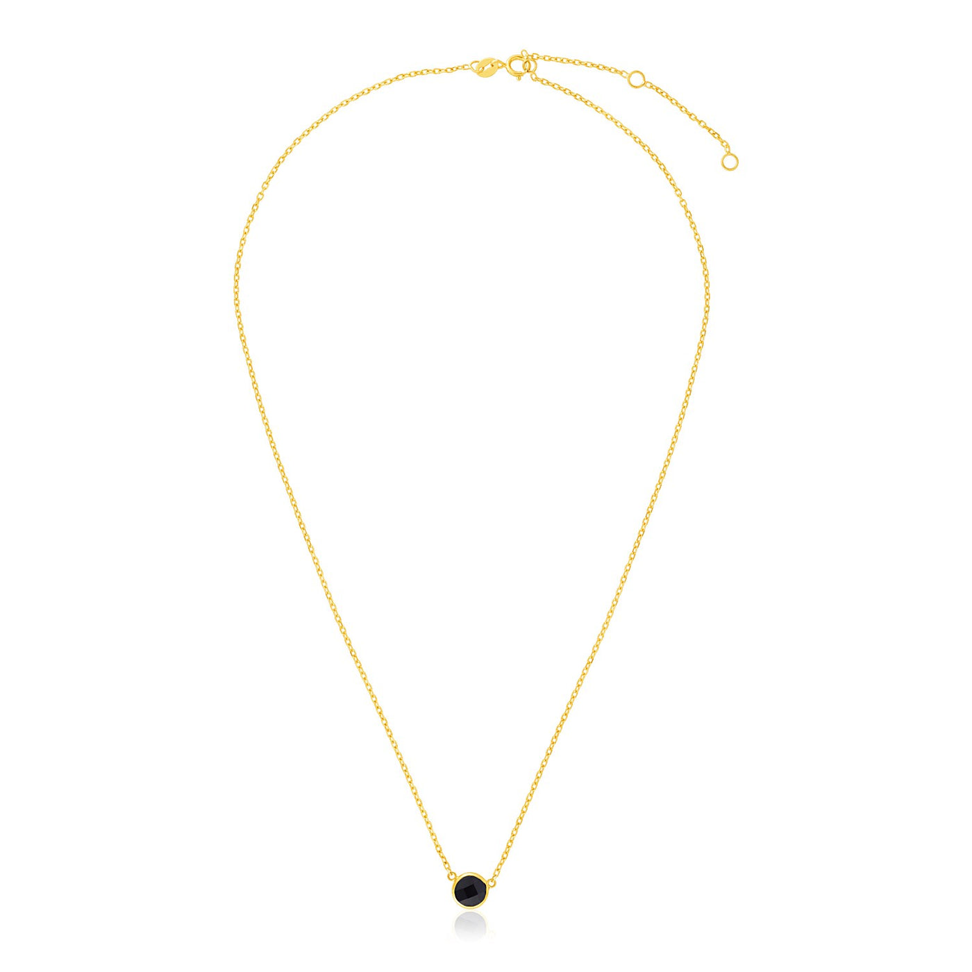 14k Yellow Gold 17 inch Necklace with Round Onyx - jazzyjewelryjones