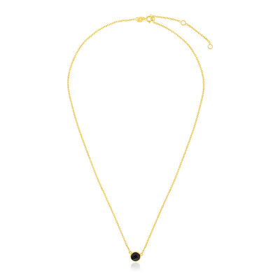14k Yellow Gold 17 inch Necklace with Round Onyx - jazzyjewelryjones