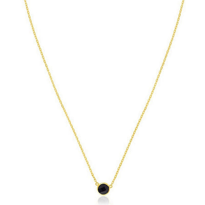 14k Yellow Gold 17 inch Necklace with Round Onyx - jazzyjewelryjones
