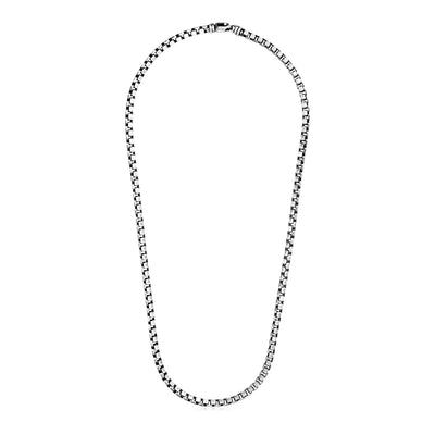 Sterling Silver Gunmetal Finish Round Box Chain Necklace - jazzyjewelryjones