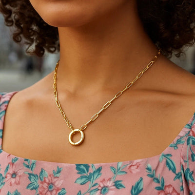 14k Yellow Gold High Polish The Invisible Paperclip Clasp Necklace - jazzyjewelryjones