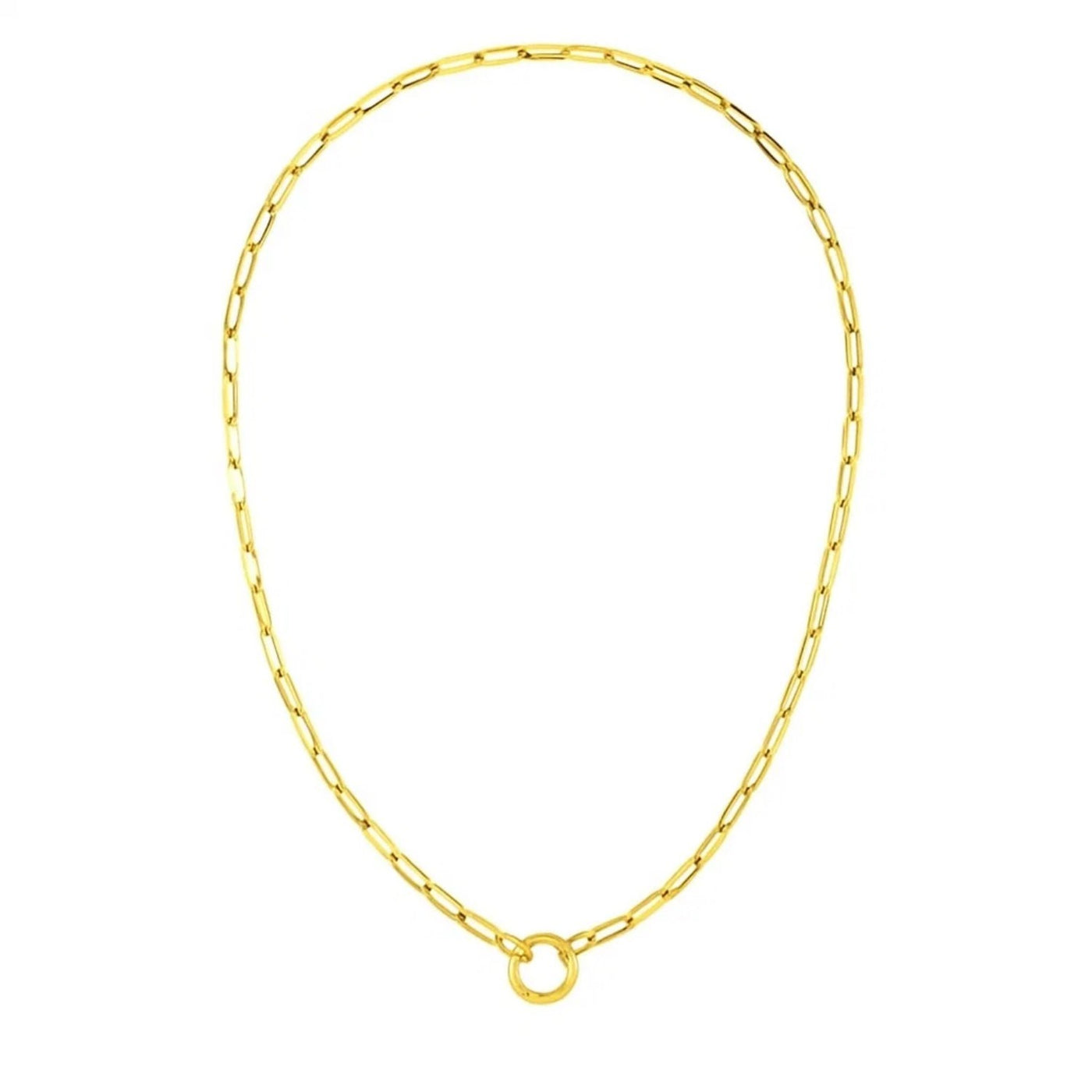 14k Yellow Gold High Polish The Invisible Paperclip Clasp Necklace - jazzyjewelryjones