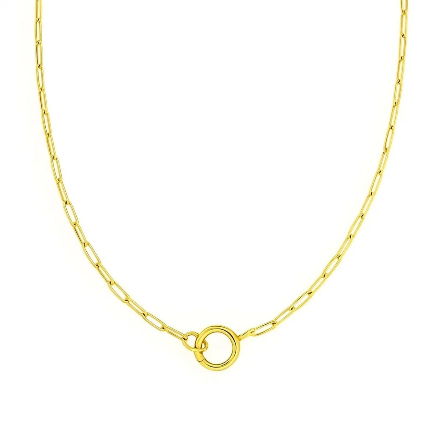 14k Yellow Gold High Polish The Invisible Paperclip Clasp Necklace - jazzyjewelryjones