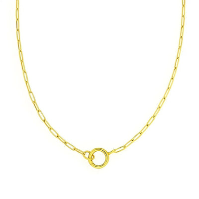 14k Yellow Gold High Polish The Invisible Paperclip Clasp Necklace - jazzyjewelryjones