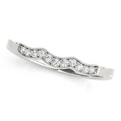 14k White Gold Wave Style Milgrained Diamond Wedding Ring (1/20 cttw) - jazzyjewelryjones