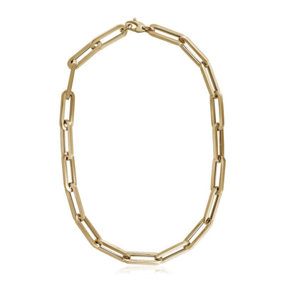 14k Yellow Gold Extra Wide Paperclip Chain Necklace - jazzyjewelryjones