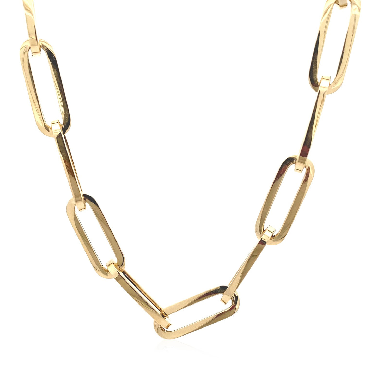 14k Yellow Gold Extra Wide Paperclip Chain Necklace - jazzyjewelryjones