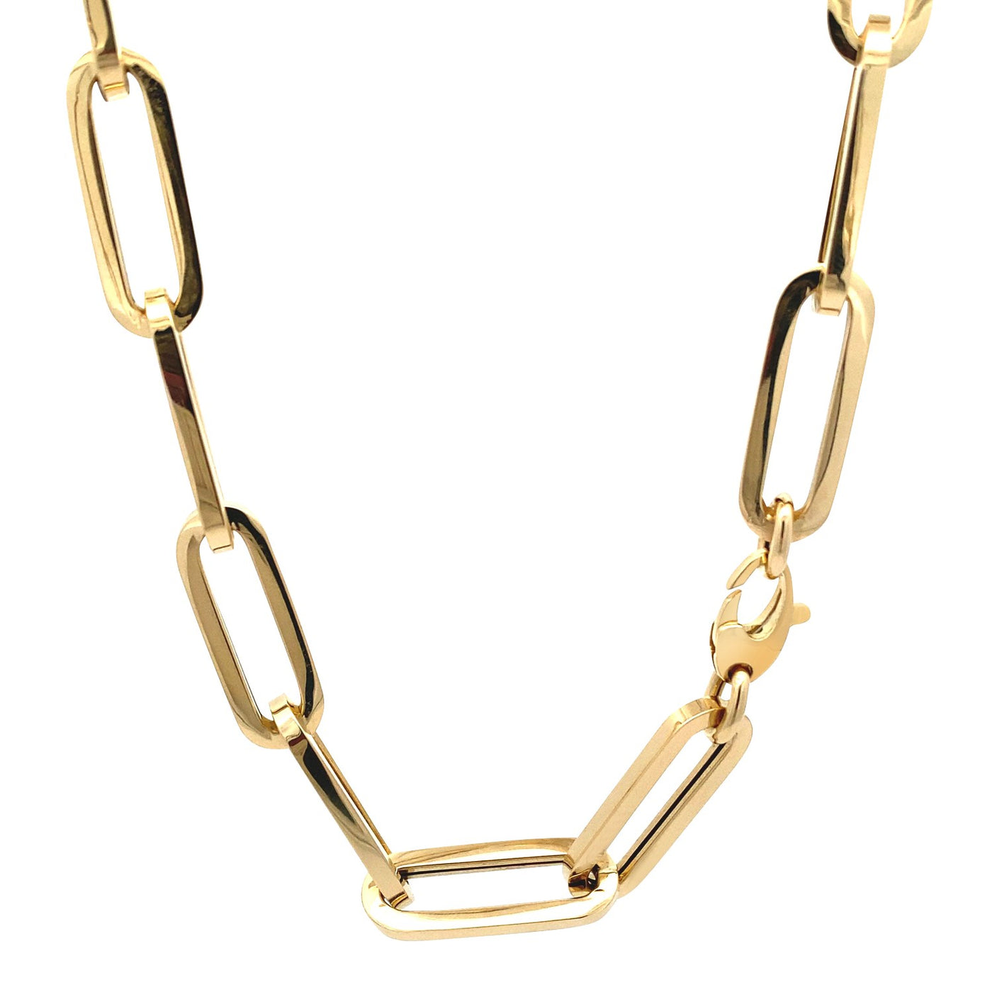 14k Yellow Gold Extra Wide Paperclip Chain Necklace - jazzyjewelryjones