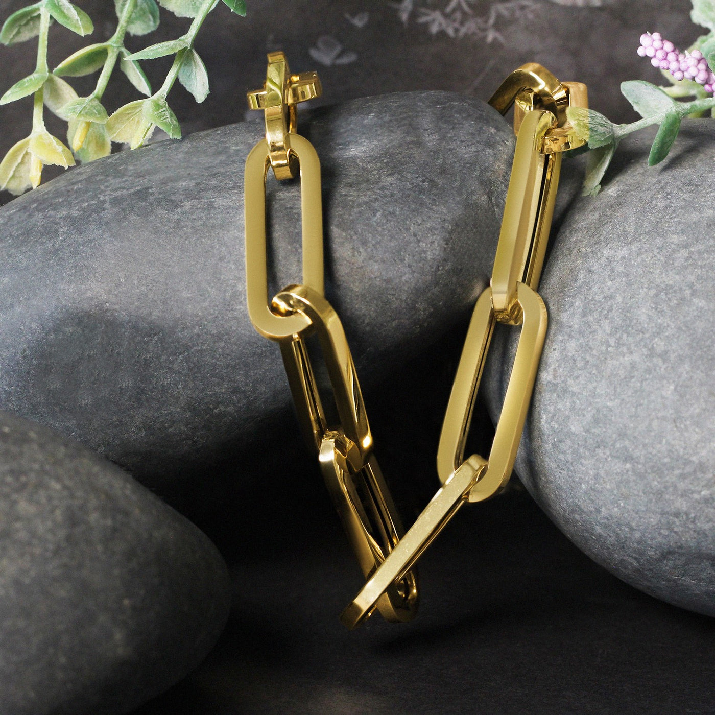 14k Yellow Gold Extra Wide Paperclip Chain Necklace - jazzyjewelryjones