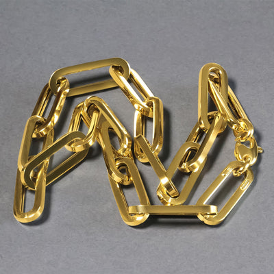 14k Yellow Gold Extra Wide Paperclip Chain Necklace - jazzyjewelryjones