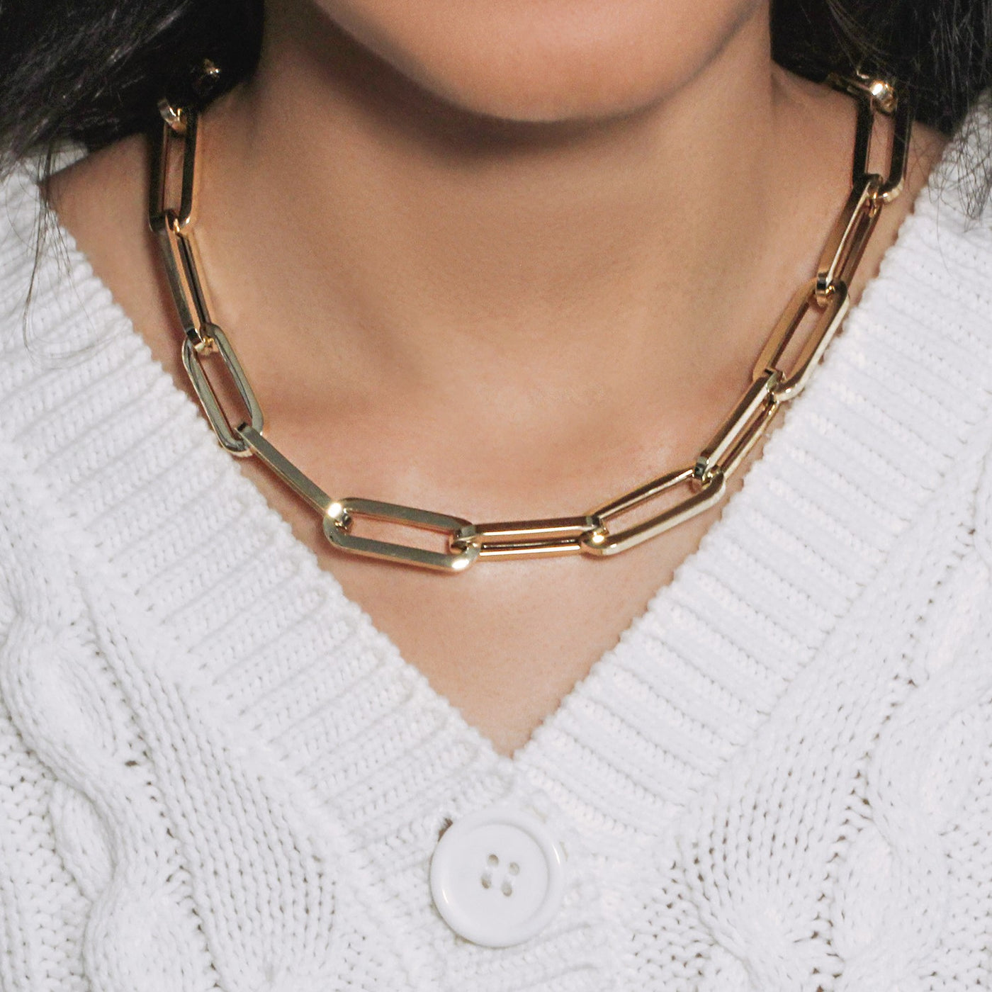 14k Yellow Gold Extra Wide Paperclip Chain Necklace - jazzyjewelryjones