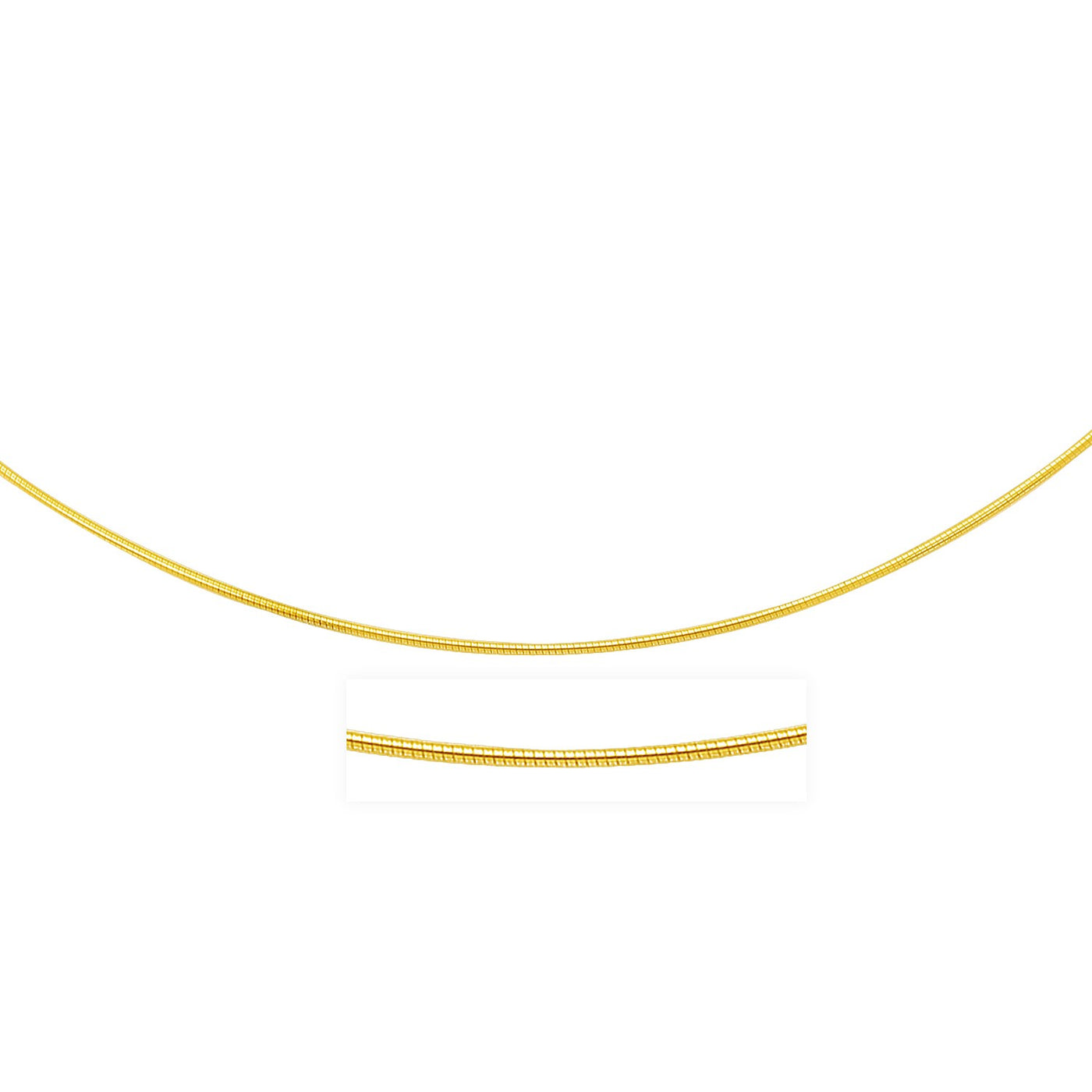 14k Yellow Gold Thin Motif Round Omega Necklace - jazzyjewelryjones
