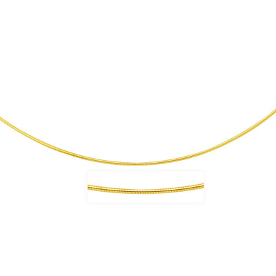 14k Yellow Gold Thin Motif Round Omega Necklace - jazzyjewelryjones