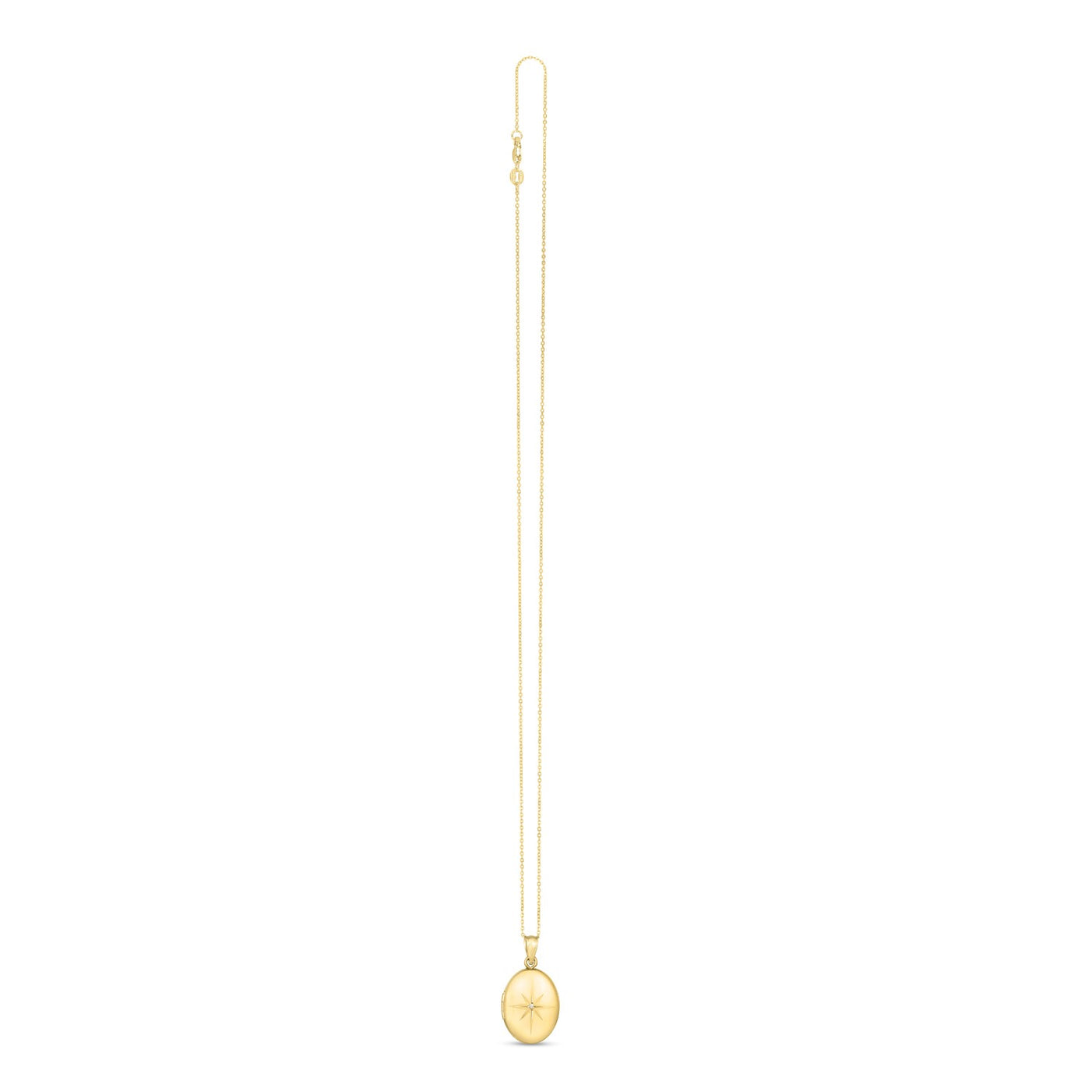 14k Yellow Gold Oval North Star Locket Necklace - jazzyjewelryjones