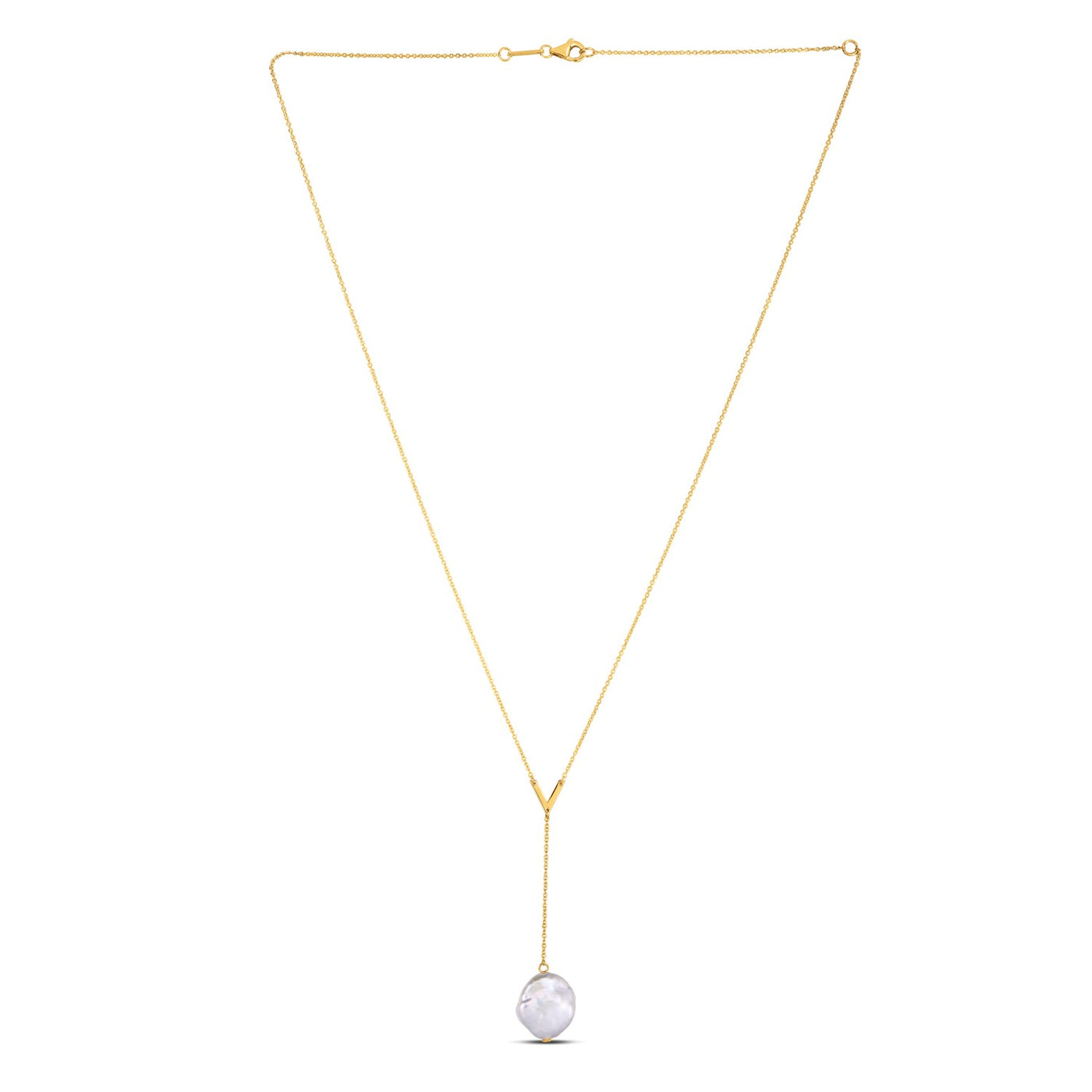 14k Yellow Gold Tesoro Pearl Lariat Necklace - jazzyjewelryjones