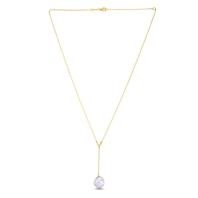 14k Yellow Gold Tesoro Pearl Lariat Necklace - jazzyjewelryjones