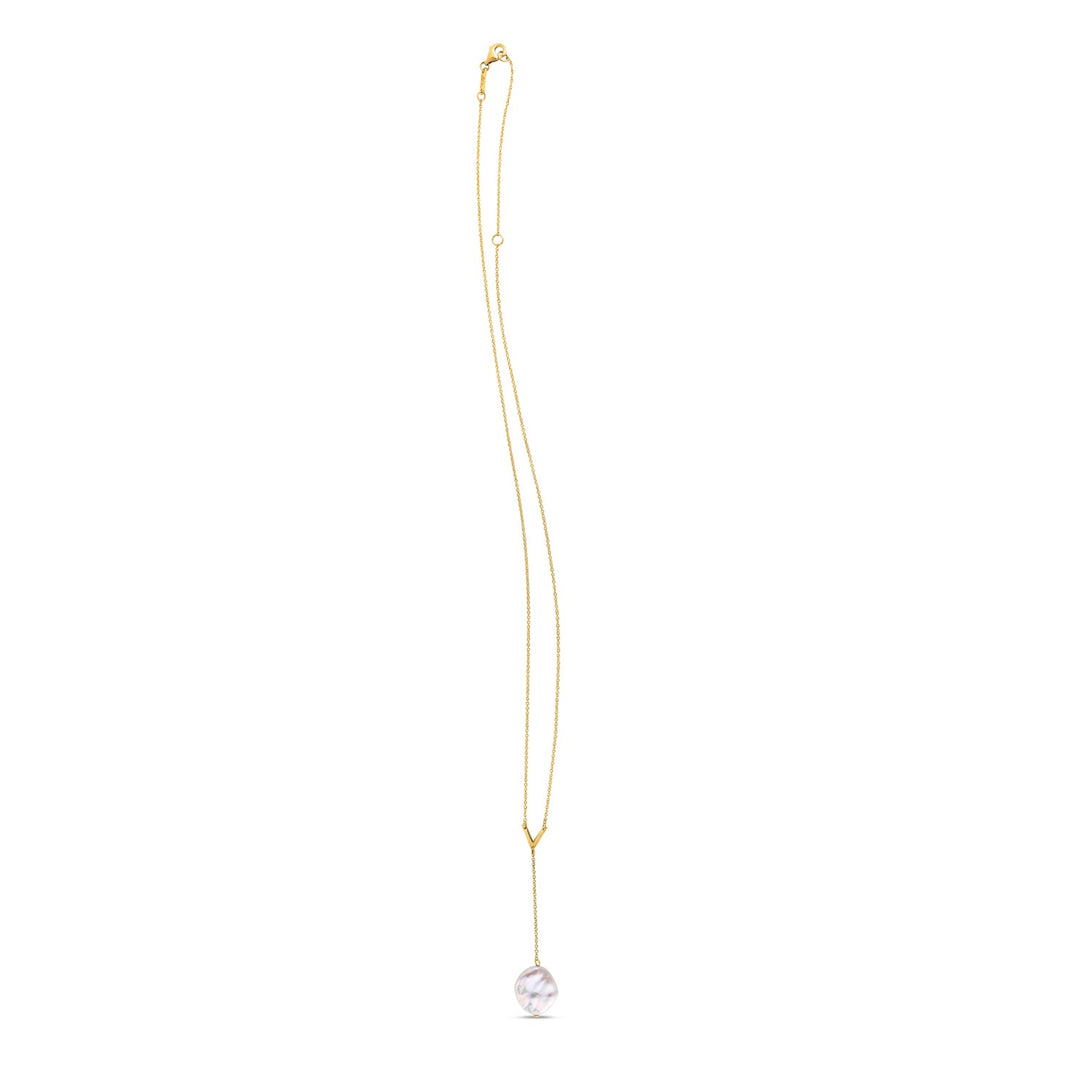 14k Yellow Gold Tesoro Pearl Lariat Necklace