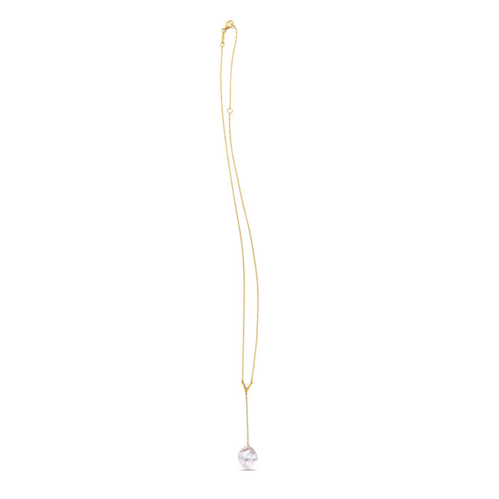 14k Yellow Gold Tesoro Pearl Lariat Necklace