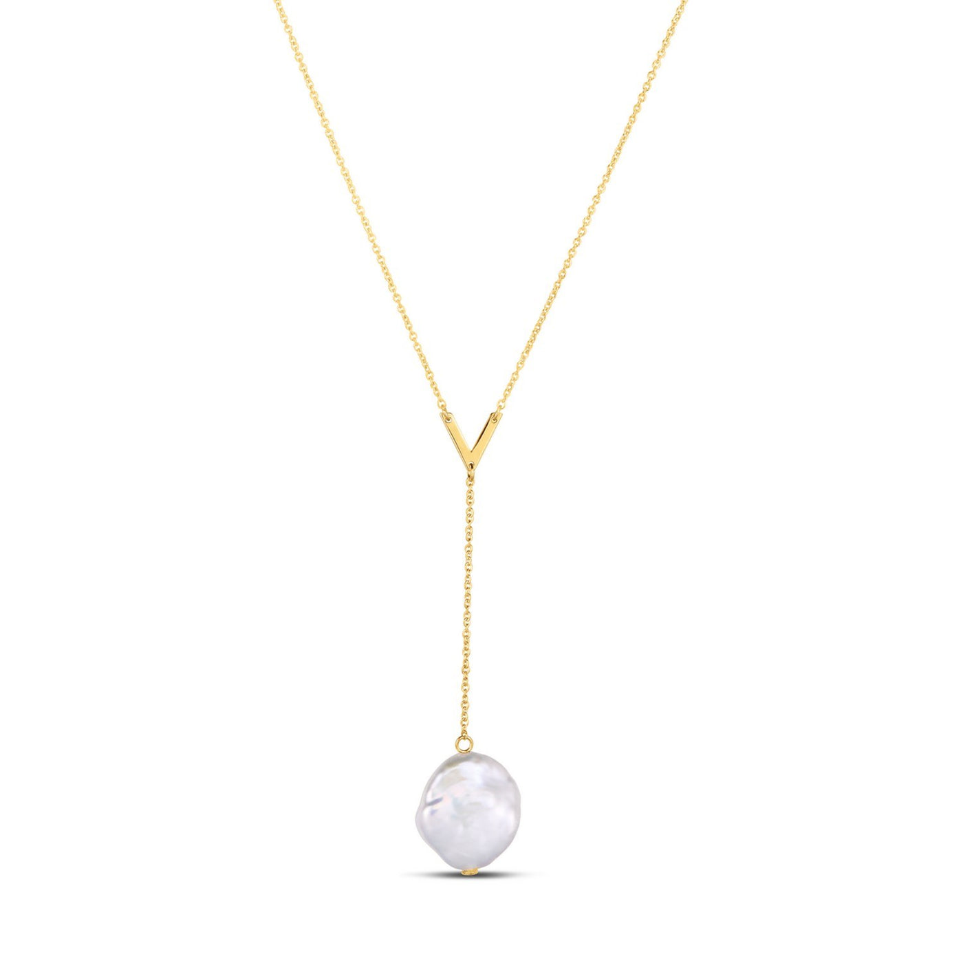 14k Yellow Gold Tesoro Pearl Lariat Necklace - jazzyjewelryjones