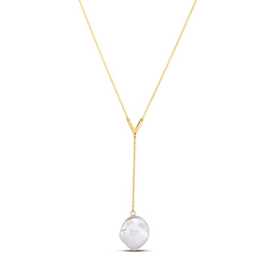 14k Yellow Gold Tesoro Pearl Lariat Necklace - jazzyjewelryjones