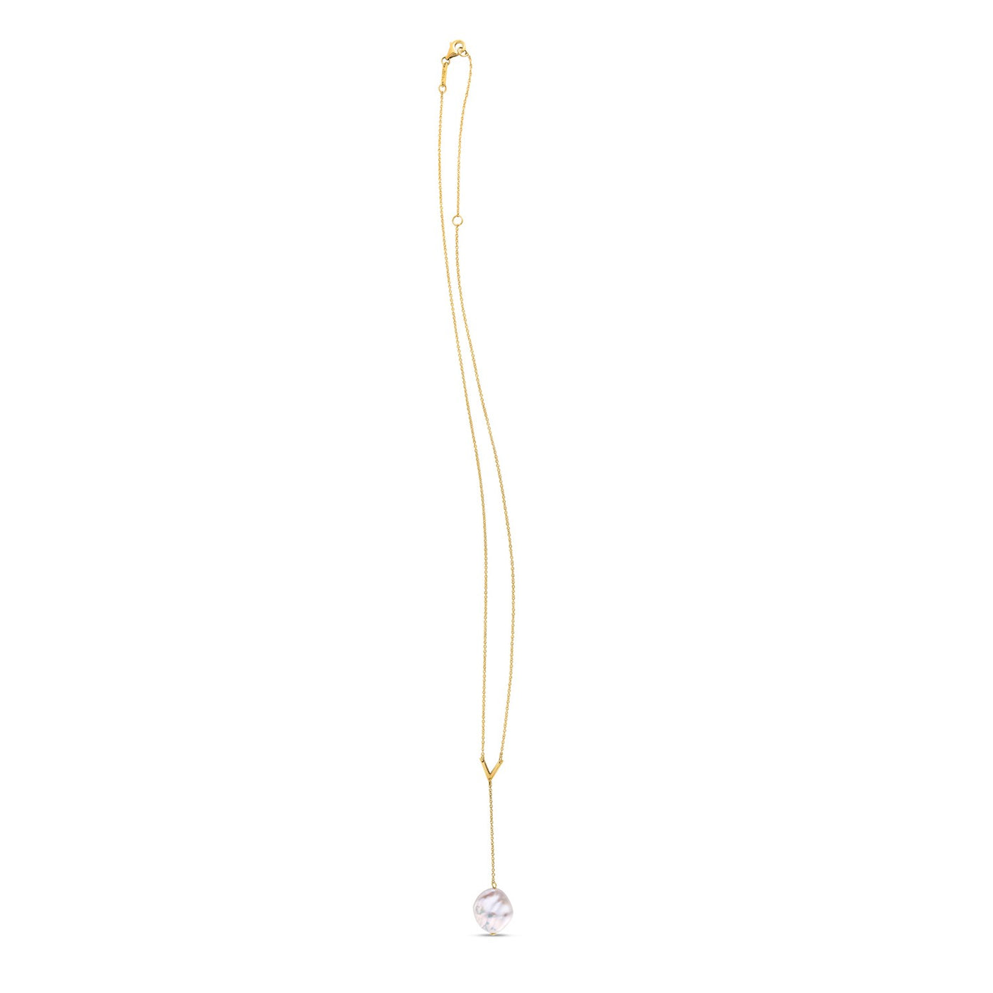 14k Yellow Gold Tesoro Pearl Lariat Necklace - jazzyjewelryjones