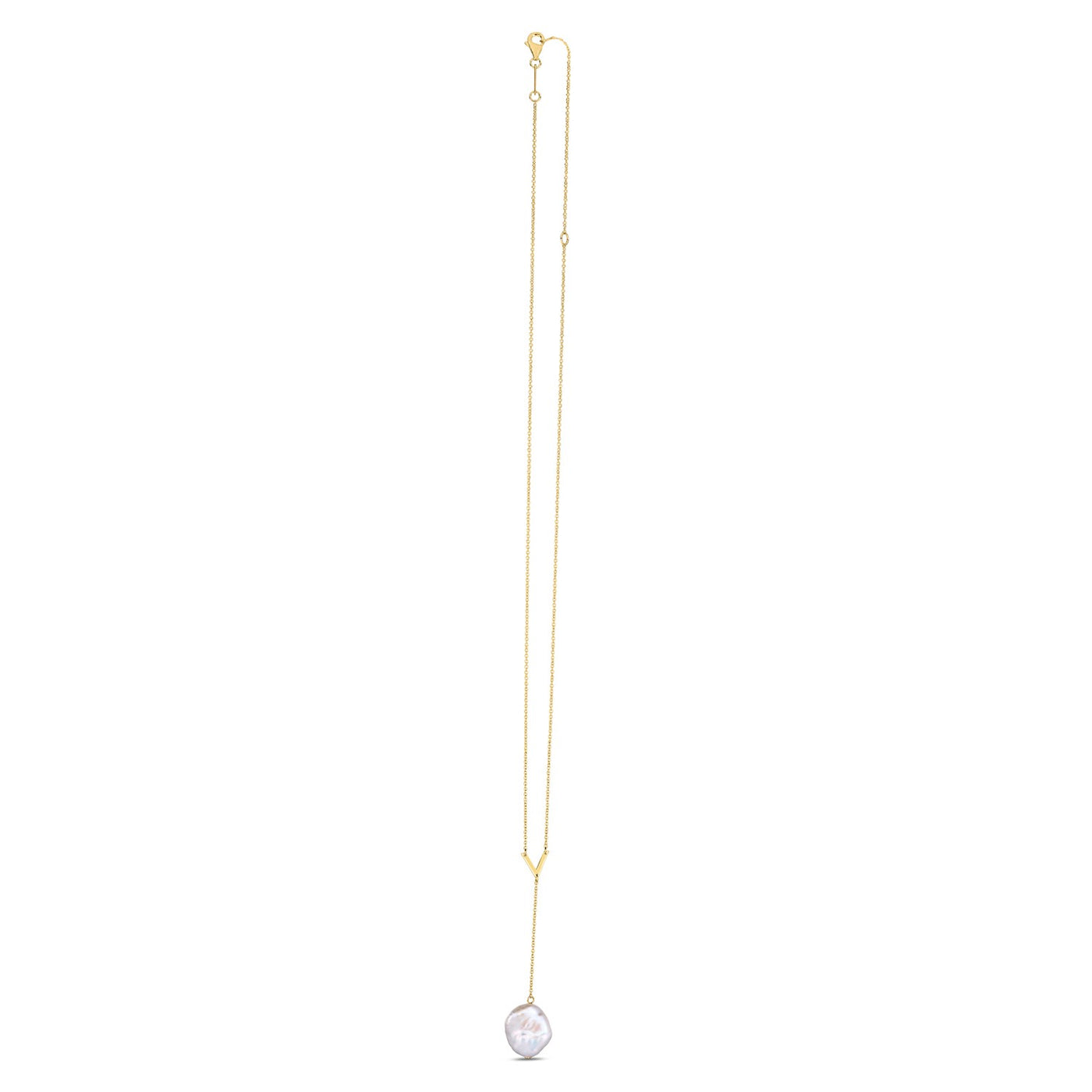 14k Yellow Gold Tesoro Pearl Lariat Necklace - jazzyjewelryjones