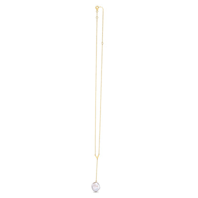 14k Yellow Gold Tesoro Pearl Lariat Necklace - jazzyjewelryjones