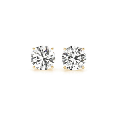 4 cttw Certified IGI Lab Grown Round Diamond Stud Earrings 14k Yellow Gold (G/VS2) - jazzyjewelryjones