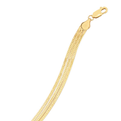 14k Yellow Gold Three Strand Herringbone Chain Necklace - jazzyjewelryjones