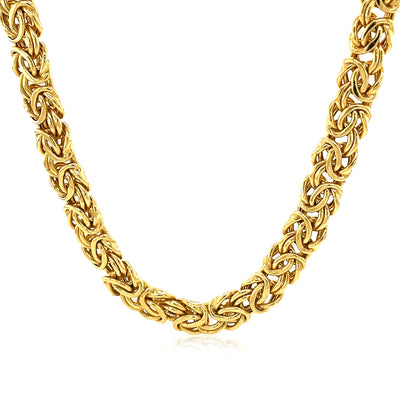 14k Yellow Gold Byzantine Motif Chain Necklace - jazzyjewelryjones