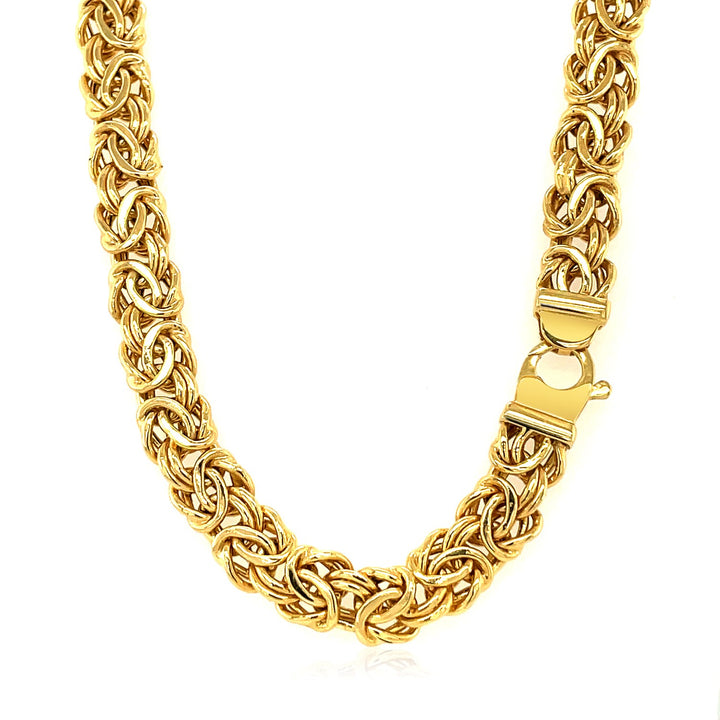 14k Yellow Gold Byzantine Motif Chain Necklace