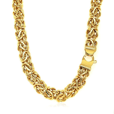 14k Yellow Gold Byzantine Motif Chain Necklace - jazzyjewelryjones
