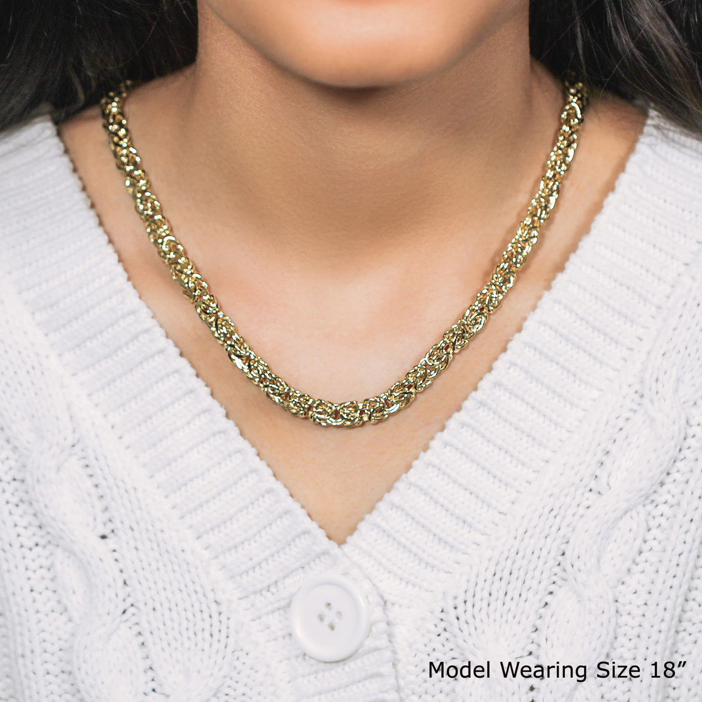 14k Yellow Gold Byzantine Motif Chain Necklace - jazzyjewelryjones