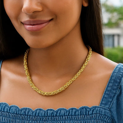14k Yellow Gold Byzantine Motif Chain Necklace - jazzyjewelryjones