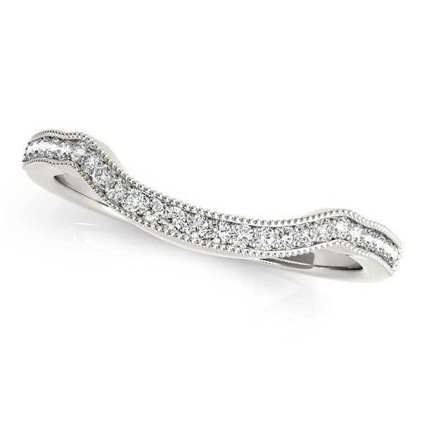14k White Gold Curvy Style Pave Set Diamond Wedding Band (1/6 cttw) - jazzyjewelryjones