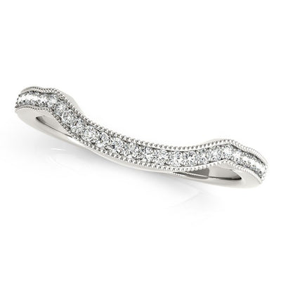 14k White Gold Curvy Style Pave Set Diamond Wedding Band (1/6 cttw) - jazzyjewelryjones