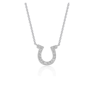 14k White Gold Horseshoe Design Diamond Pendant - jazzyjewelryjones