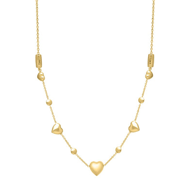 14k Yellow Gold Puff Heart Adjustable Necklace - jazzyjewelryjones