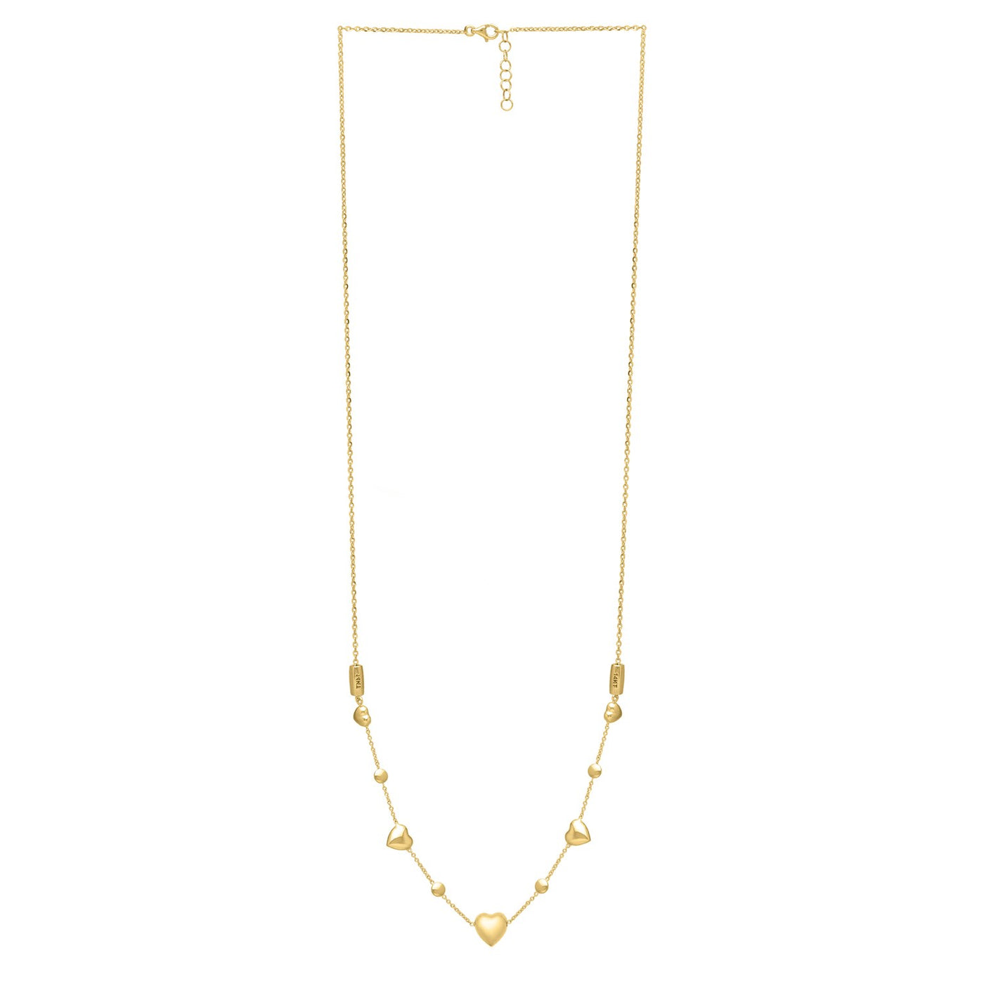 14k Yellow Gold Puff Heart Adjustable Necklace - jazzyjewelryjones