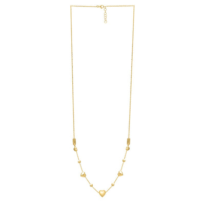 14k Yellow Gold Puff Heart Adjustable Necklace - jazzyjewelryjones