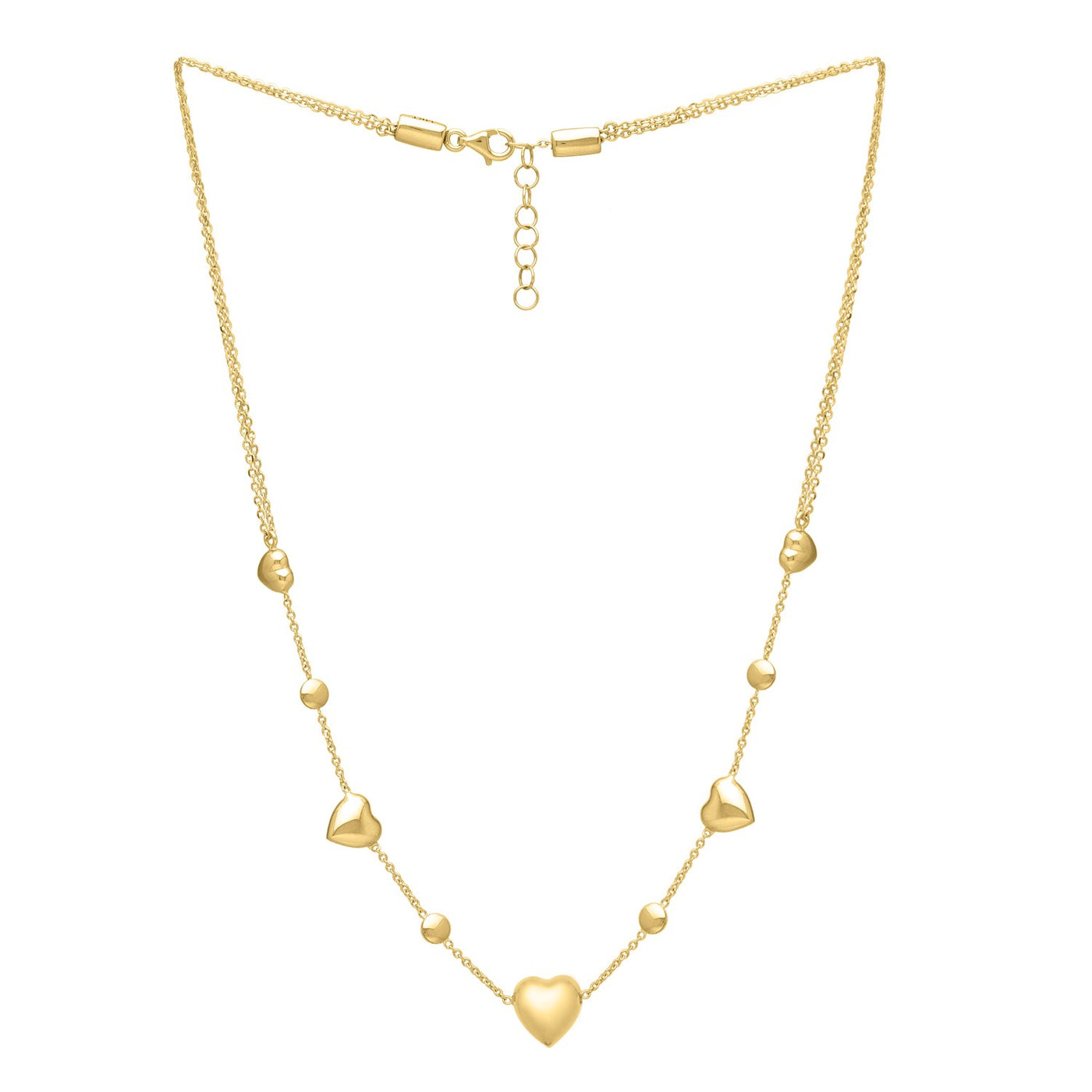 14k Yellow Gold Puff Heart Adjustable Necklace - jazzyjewelryjones
